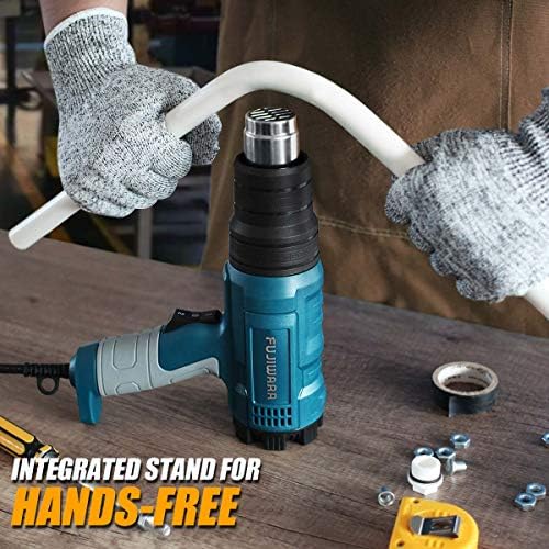 Heat Gun Kit 2000W with Variable Temperature 5 Nozzles, Adjustable Hot Air Gun 122°F-1112°F Fast Heating for DIY Shrink PVC Tubing/Wrapping/Crafts, Stripping Paint(2000W Rear Cover Temp Adjust)