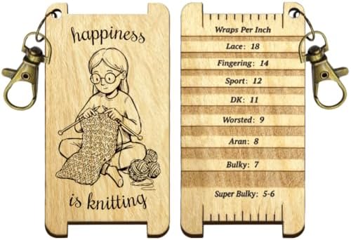 arricraft Knitting Sweaters Spinning Control Tool, Women's Portrait WPI Guide Gauge with Clasp Wood Yarn Wrap Guide Board with Diz for Spinners Yarn Measuring Tools Crochet Accessories