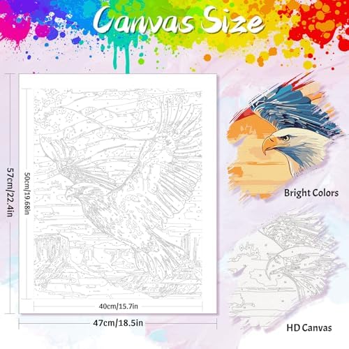 Yunnuo Paint by Numbers Kit for Adults 16x20 in,Bald Eagle in National Park