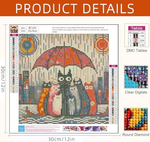 Axquilon Cat Diamond Art Kits for Adults 12x12 inch