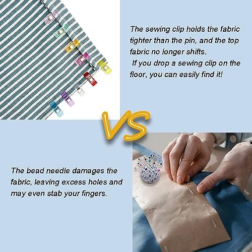 Quilting Clips and Sewing Fabric Clips, KOLUPA 200 Pcs Plastic Embroidery Clips with Storage Box, Multipurpose Crafting Tools Supplies and Accessories (Assorted Colors)