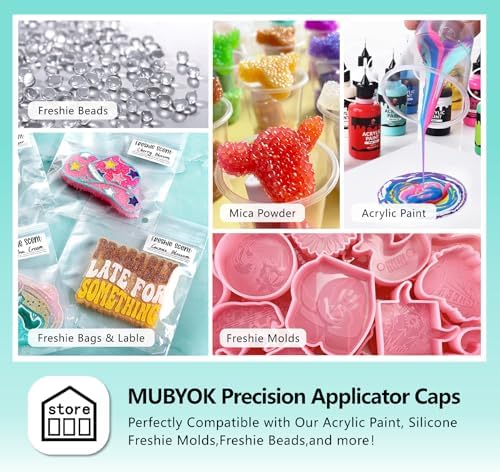 MUBYOK 24 Packs Precision Applicator Caps for 2 Ounce Acrylic Paint Bottle Car Freshie DIY Crafting Supplie