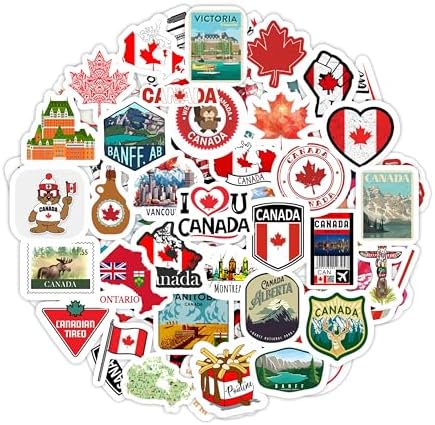 Canada Stickers for Water Bottle and Laptop - Canada Party Supplies & Decorations, Waterproof Vinyl Decals, Canadian Flag and Culture Stickers, Gifts for Women & Men
