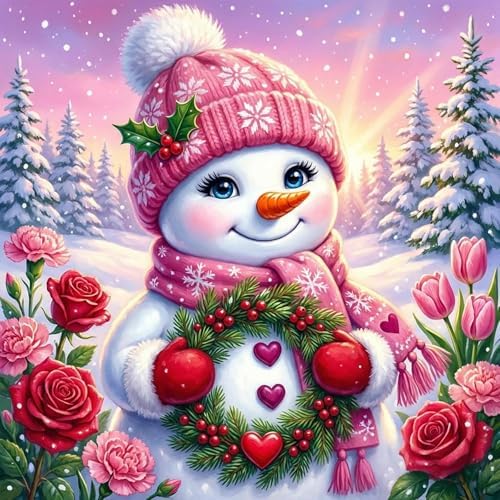 ijbnhd Christmas Snowman Diamond Art Kits for Adults 14X14 in