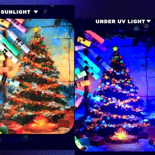 Artecho Glow in the Dark Acrylic Paint Set – 18 Colors x 11ml (0.37oz) | Non-Toxic Waterproof Art Supplies for Canvas Rock Wood Fabric – Rich Pigment Craft Paint for Adults & Hobbyists