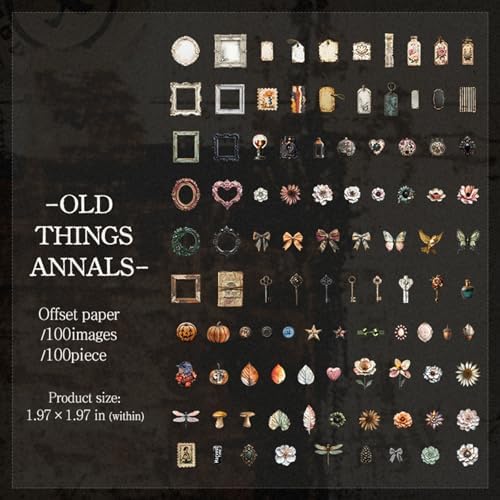 100 Pcs Vintage Ephemera Stickers for Scrapbooking