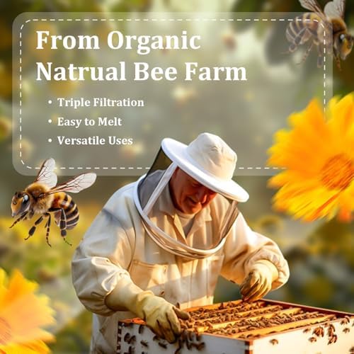 Beeswax pellets 200G/5LB/10LB/20LB, VEGISHINE Pure and Natural Yellow Beeswax for DIY Skin Care, Lip Balm, Polishing, Lotion, Soap, Candle Making Supplies