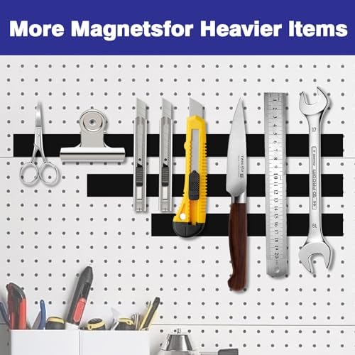 Magnetic Strips with Strong Adhesive Backing (12 Pack, 12" x 0.5") Flexible Magnetic Tape Heavy Duty, Flat Rubber Magnet Tape Strip for DIY Crafts, Art Projects, Photo, Tool Storage