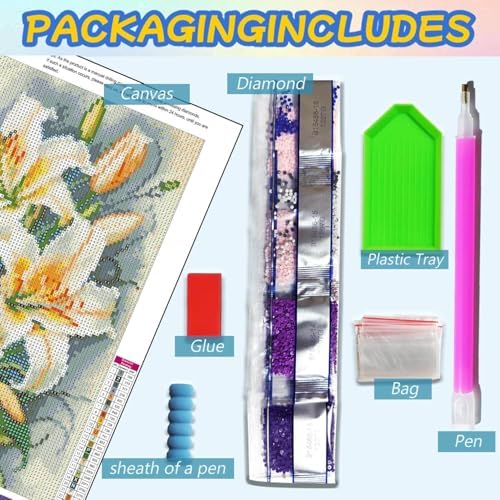 Dugsmgd Flowers Diamond Art Kits for Adults, Diamond Painting Kits 12x16in