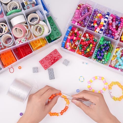 Bead Organizer 7 Tier 70 grid Stackable Craft Tackle Storage Container | Stackable 7-Tier Design, 70 Compartments, for Beads Washi Tape Toys Crafts and Sewing Supplies