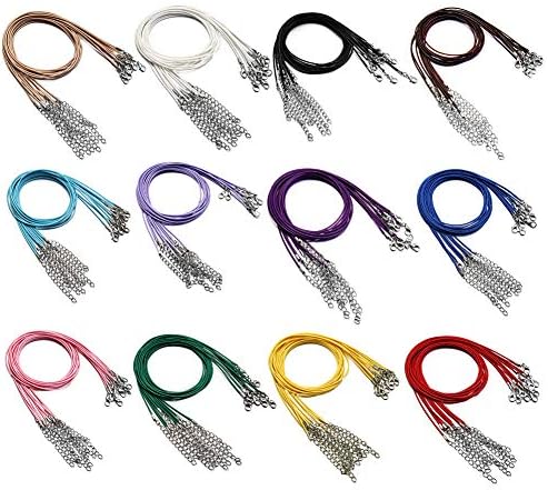 60Pcs Waxed Necklace Cord Bulk for Jewelry Making,Necklace Rope String with Clasp for DIY Bracelet Pendant,Multicolor