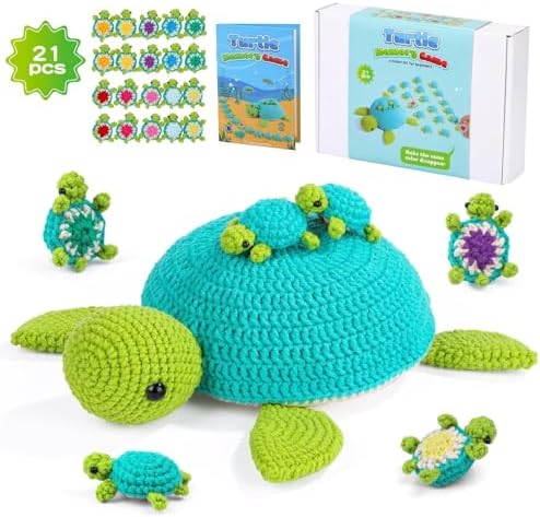 Crochet Kit for Beginners, 21 Pcs Turtles Crochet Animal Kit for Adults