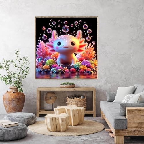 Dugsmgd Pink Axolotl Diamond Art Kits for Adults, Diamond Painting 12x12 in