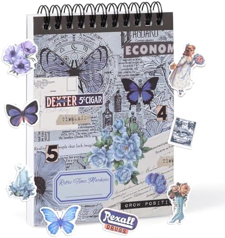 473pcs Vintage Washi Sticker Book & Blue Ephemera | 50 Sheets Journaling Stickers for scrapbooking & DIY crafts. Residue-free removal, even after long-term use.