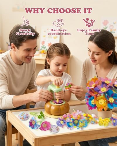DIY Fabric Flower Making Kit, 2-in-1 Flower & Badge Maker for Kids 4-8