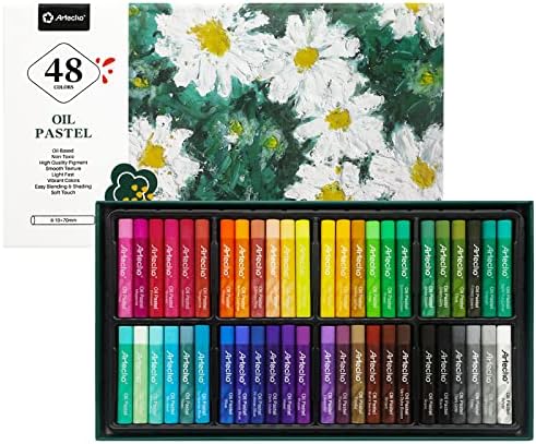 Artecho Oil Pastels Set of 48 Colors (10 x 70 mm) | Soft Oil Pastels, For Art Painting, Drawing, Blending, For Artists, Beginners, Students, Teachers