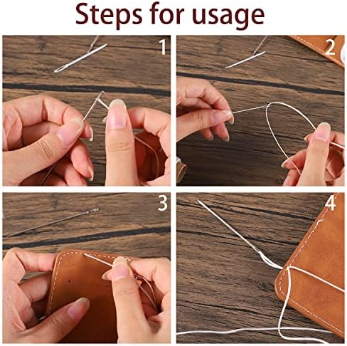 55 Yards Waxed Thread with 7 Leather Sewing Needles, White