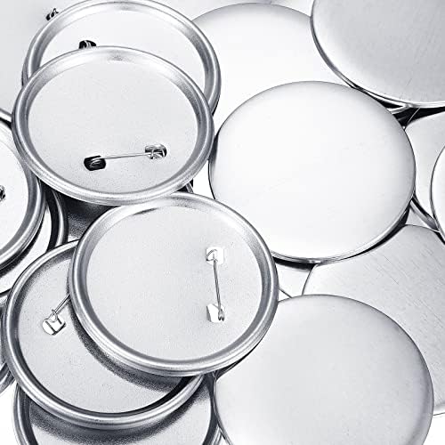 300 Pieces Blank Button Making Supplies Round Badge Parts Metal Pin Badge Kit for Button Maker Machine, Including Metal Shells Back Cover and Clear Film(3 Inch,Silver)