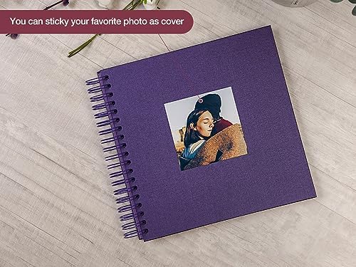 potricher 10 x 10 Inch DIY Scrapbook Photo Album 80 Pages, Purple | Thick Kraft Paper Scrap Book Photo Albums, Memory Book for Wedding, Anniversary, Baby, Family, Travel, DIY Projects