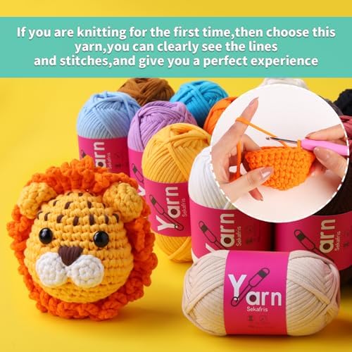 Crochet Yarn 150g/163.5yds Cotton Yarn for Crocheting - Crochet Knitting Yarn for Beginners with Easy-to-See Stitches - Yarn for Crocheting - Chunky Yarn -Cotton-Nylon Blend (Pinkish Purple)