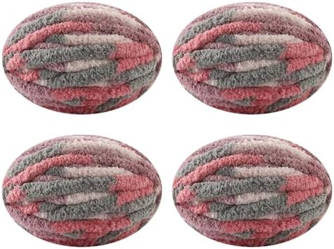 Chunky Yarn for Hand Knitting, No7 Thick Yarn, 250Grams 32Yards, Pack of 4, Perfect for Knitters and Crafters (cherryBlossoms Fall)