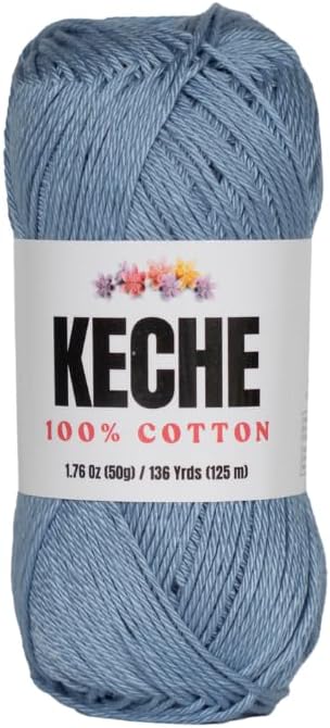 Cotton Yarn - 100% Cotton Yarn for Crocheting and Knitting, Mercerized Cotton Amigurumi Yarn Fine-Sport 2 1.76 oz (50g) / 136 Yrds (125 m) - Blue