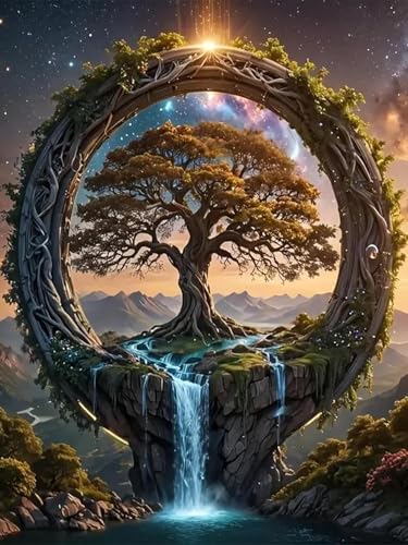 Clendo Tree of Life Paint by Numbers for Adults - DIY Paint by Number Acrylic Canvas Painting Art Kits for Home Decor 16x20 Inch (Without Frame)