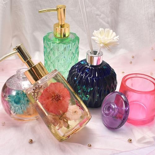 BIGEBO Pump Bottle Resin Mold, Perfume Bottle Silicone Molds Pump Bottles Mold for Soap Shampoo Lotions and Creams (Ball)