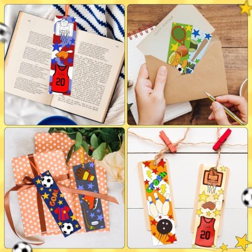 72Pcs Sports Ball Color Your Own Bookmark, Coloring Blank Bookmark for Kids