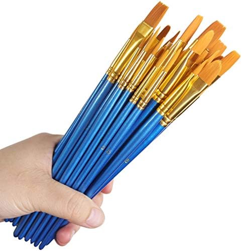 Acrylic Paint Brush Set, 5 Packs / 50 pcs Nylon Hair Brushes | All Purpose Oil Watercolor Painting Artist Professional Kits
