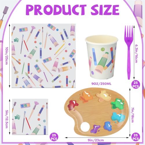 Art Party Supplies 100 PCS Paint Party Tableware Set