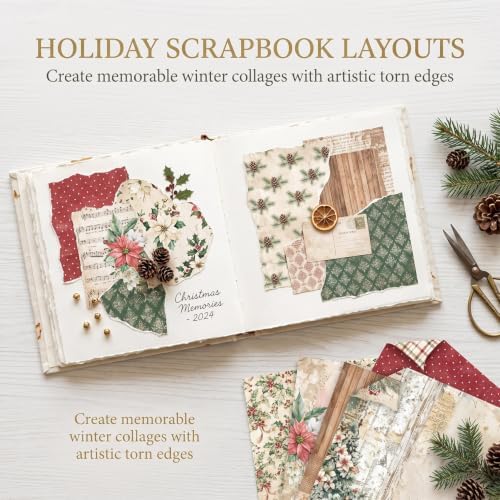 12in Vintage Christmas Scrapbook Paper Pad Pattern Origami Crafts Collage