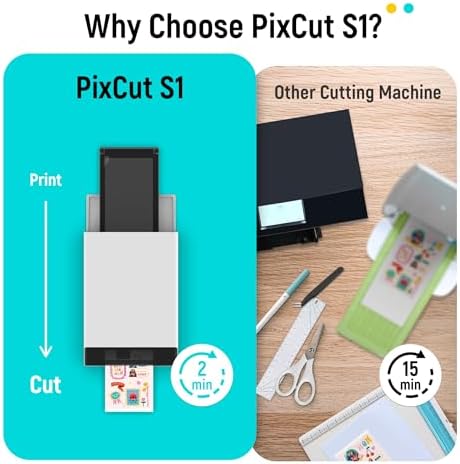 Liene PixCut S1 Color Sticker Printer & Cutting Machine - All-in-One Sticker Maker for DIY Crafts, Custom Labels & Gifts. Thermal Dye-Sublimation Photo Printer, 300 DPI, Precise AI Auto-Cutting