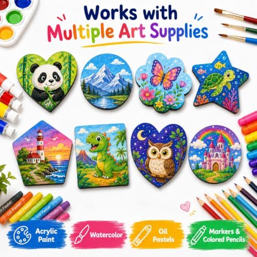 12 Pack Paintable Magnetic Canvas Boards, 3 Inch DIY Fridge Magnets