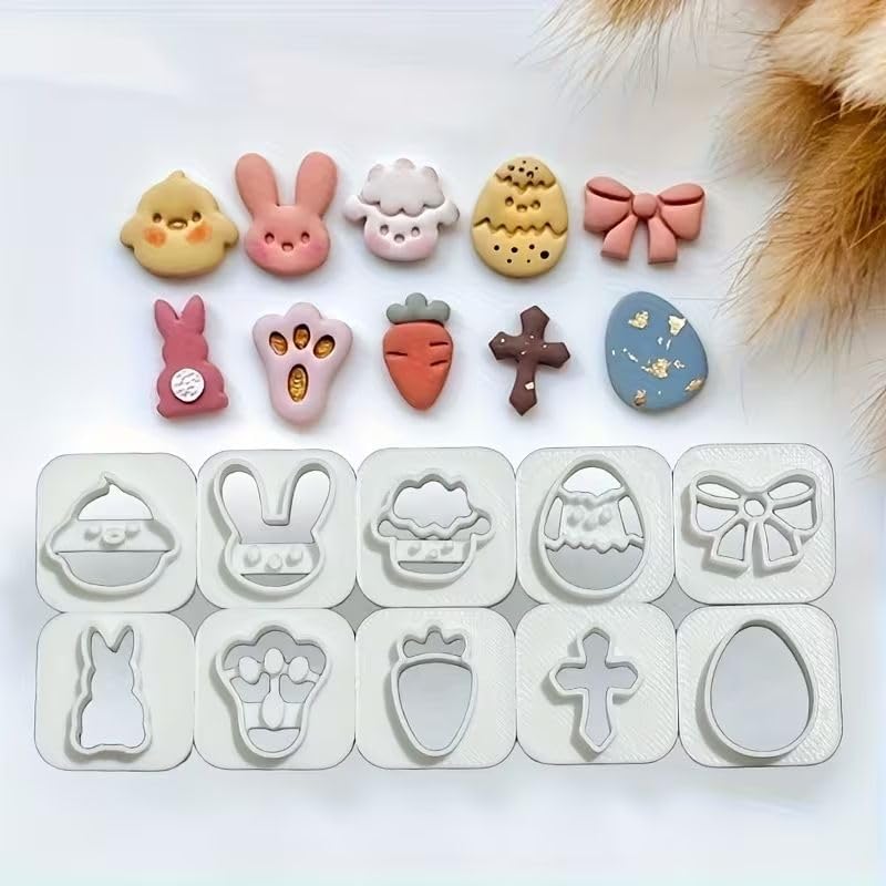 10Pcs Farm Easter Polymer Clay Cutters,