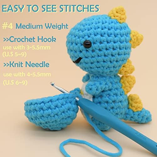 3 Pack Rainbow Beginners Crochet Yarn Pink Blue Yellow Cotton Crochet Yarn for Crocheting Knitting Beginners with Easy-to-See Stitches Cotton-Nylon Blend Crochet Yarn for Beginners Crochet Kit(3x50g)