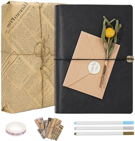 Vienrose Photo Album Scrapbook Kit, 9x6.5 Inch, 60 Pages, Black