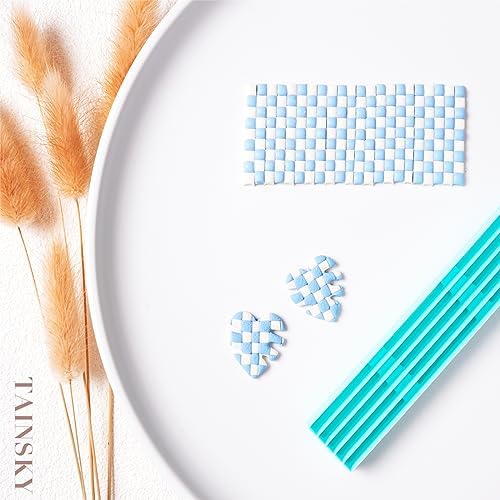 TAINSKY Stripe Tool Polymer Clay Cutters, Checker Board Maker for Making Earrings Jewerl, 5 Pcs Stripe Lines Texture Guide, Clay Earring Cutters, Polymer Clay Earrings Tools