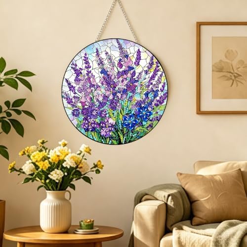 Tabszca Violet Garden Hanging Diamond Art Kit for Adult, Pendant Suncatcher