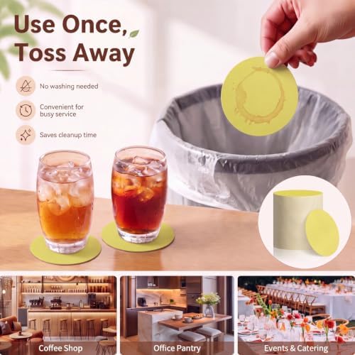 TaoBary 200 Pcs Round Cardboard Coasters Bulk, 4 Inch 1mm Thick,Gold