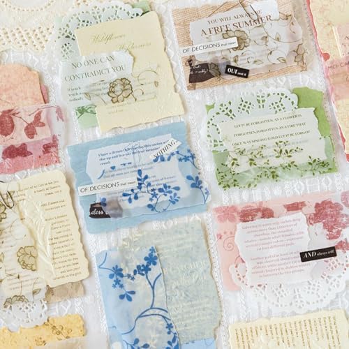 Scrapbook Paper Textured Journaling Scrapbooking Supplies Decorative Craft Paper Assorted for Junk Journals Card Making Crafts DIY Vibrant Colors (Flower Branch Language Series)