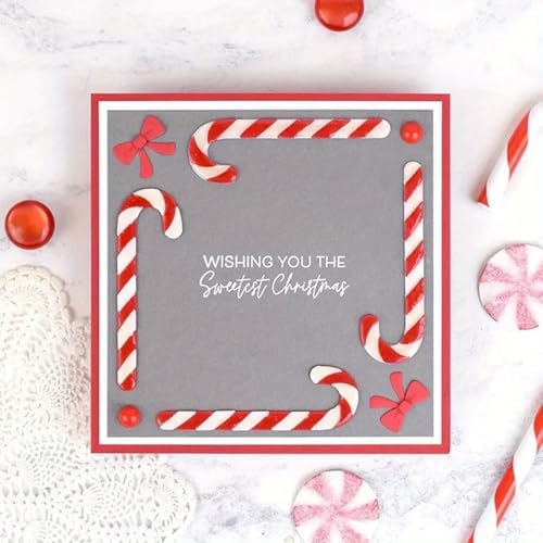 Lapoo Christmas Metal Cutting Die for Scrapbooking, 3D Backgrounds Frame Cutting Dies DIY Album Card Making Decor Paper Metal Die Cuts Party Wedding Decorations (Candy & Walking Sticks 4.1 x 3.4 in)