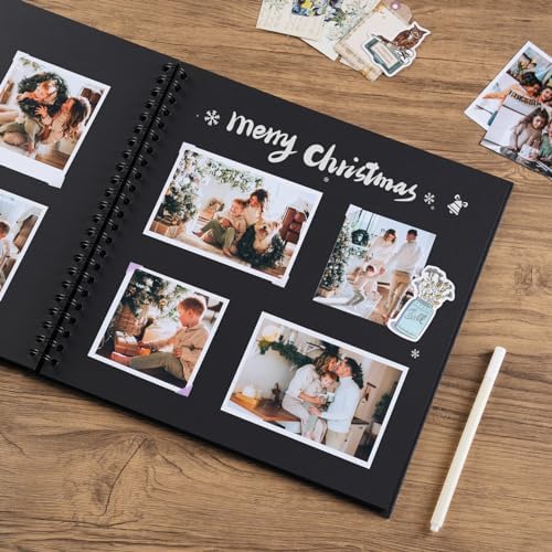 potricher 12 x 12 Inch Large DIY Scrapbook Photo Album 40 Pages, Black | Thick Kraft Paper Scrap Book Photo Albums, Memory Book for Wedding, Anniversary, Baby, Family, Travel, DIY Projects