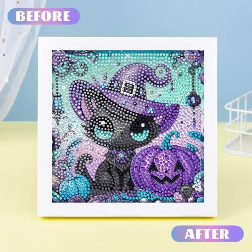 Cat Diamond Art Painting Kits for Kids with Frame Ages 4-8-12 (7x7 inch)