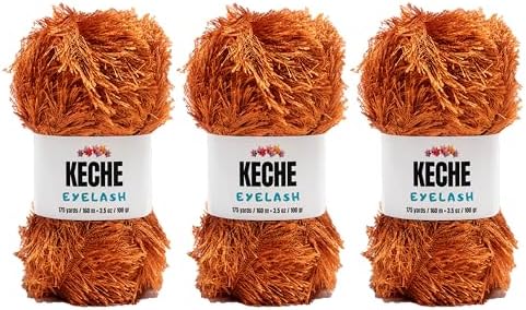 Eyelash Fun Fur Yarn - Premium Soft Crochet Yarn DIY Hand Knitting 100% Polyester 175 Yds 3.53 Oz (Pack of 3) - Cooper