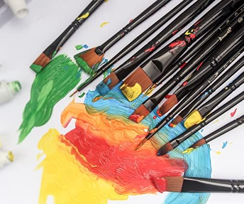 Brusarth Paint Brushes Set, 14 PCS Artist Brush for Acrylic Oil Watercolor Gouache Artist Professional Painting Kits with Synthetic Nylon Tips | Artist Brush for Great for Water, Oil or Acrylic Painting, Painting Brushes for Beginners and Artists