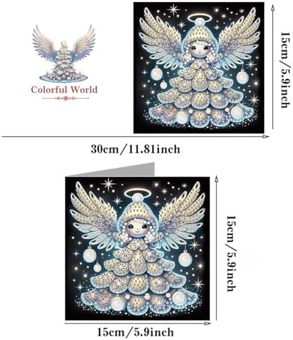 LSQFS Angel Wings Diamond Painting Greeting Cards Kit,with Envelopes