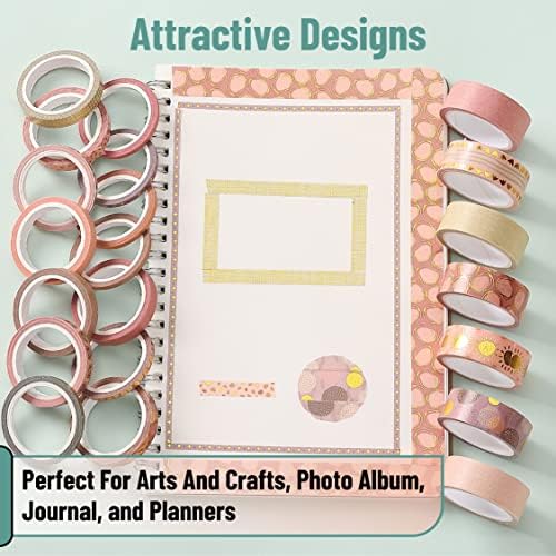 Mr. Pen- Washi Tape Set, 21 Rolls, Assorted Sizes, Boho Design | 5.5 Yards/Roll, Washi Tape for Scrapbook, Arts, Crafts, Journals and Planners