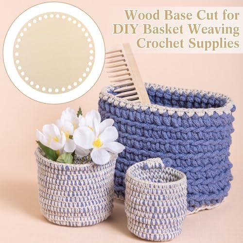 Fanfanwin 12 Pcs Wooden Basket Bottom Moses Crochet Basket Round Base Unfinished Wood Knitting Base for DIY Craft Weaving Making Supplies Home Decoration(6 Inches)
