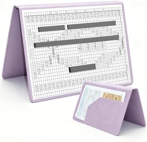 Cowenhey Knitting Pattern Holder with Pocket, Knitting Chart Holder with 4 Replacement Magnets, Holder Foldable Chart for Fixed Crochet Pattern